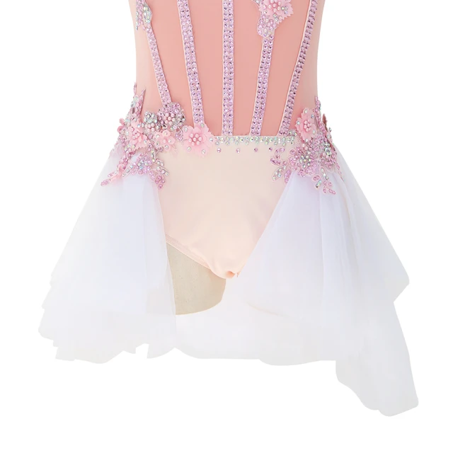 Abito da ballo lirico con strass floreali rosa | BLC0482