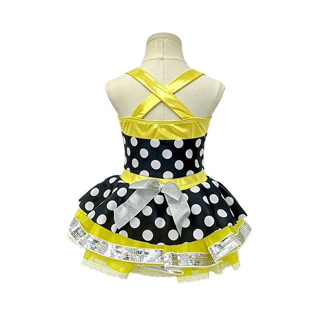Yellow Girls Polka Dot Tutu Dance Dress for Tap & Jazz Stage Performance | XGZ0266