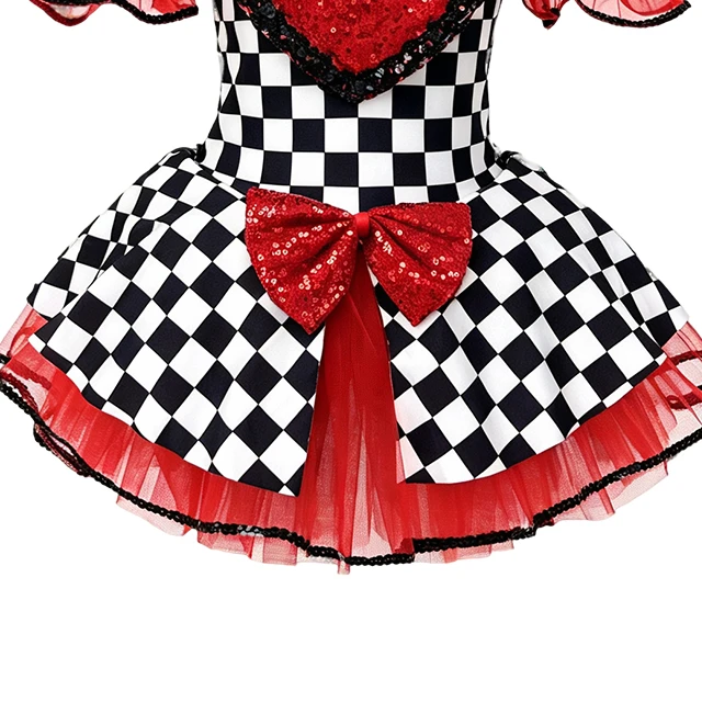 Black White Checkered with Red Sequin Heart Tutu Dress for Girls | XGZ0264