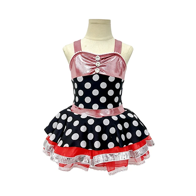 Girls Polka Dot Tutu Dance Dress for Tap & Jazz Stage Performance | XGZ0266