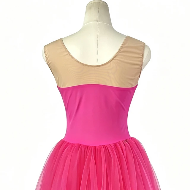 Rose Red Sequin Floral Applique Ballet Dress | XGZ0250