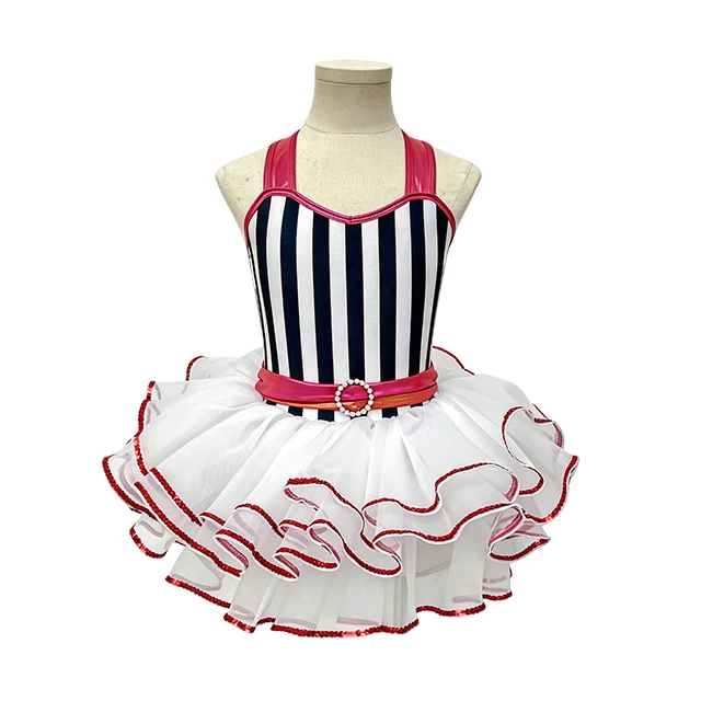 Striped Halter Tap & Jazz Dance Tutu Dress | XGZ0265